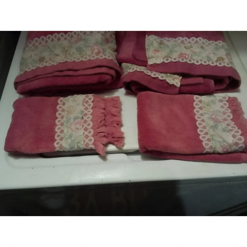 Vintage Martex Invitation Pink Bath Towel Set Two Bath Towels And Two‎ Hand...